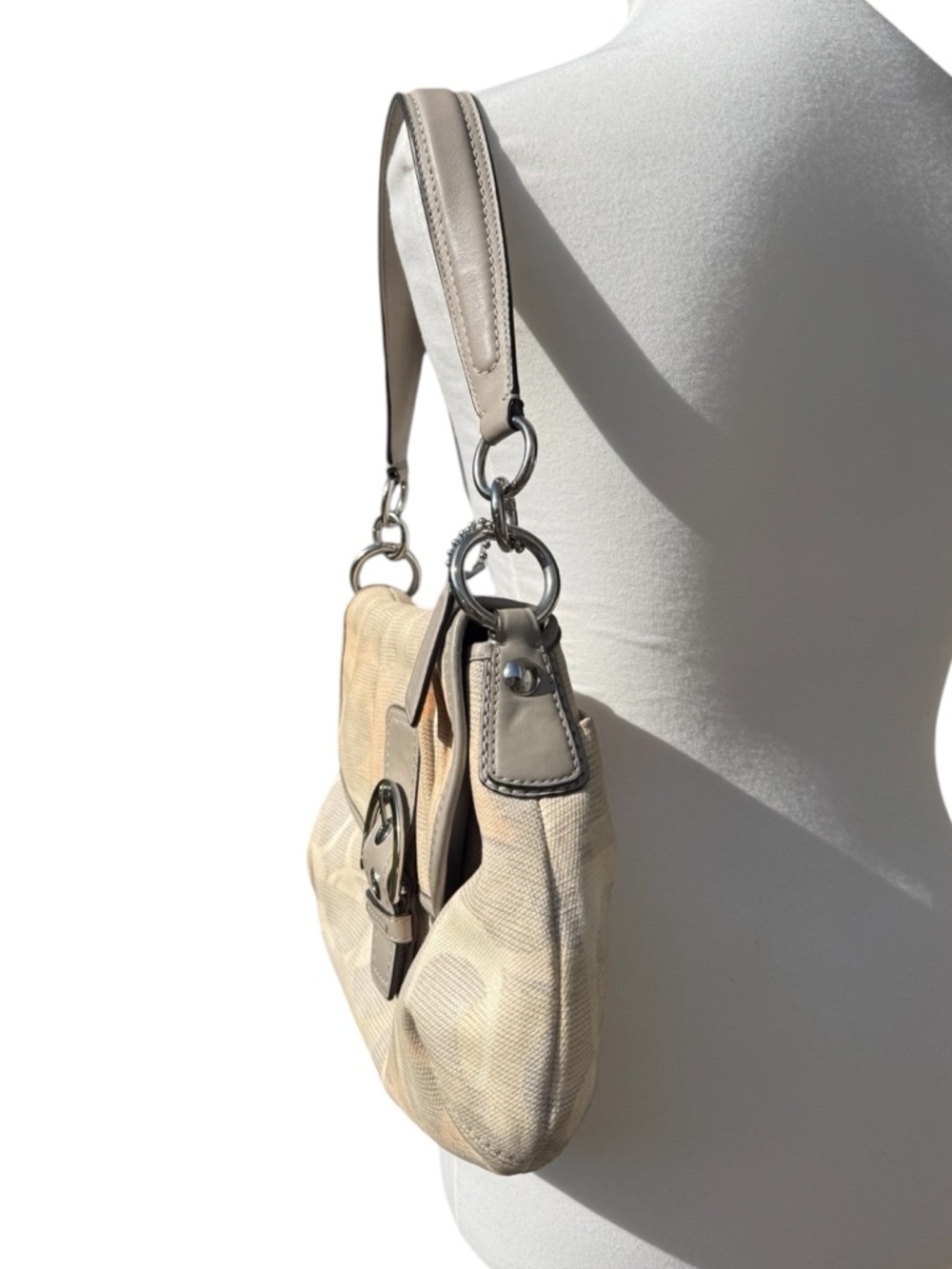 Coach Vintage RARE Y2K Soho Optic Grey & Pink Shoulder Flap Bag F19238 - Picture 5 of 10